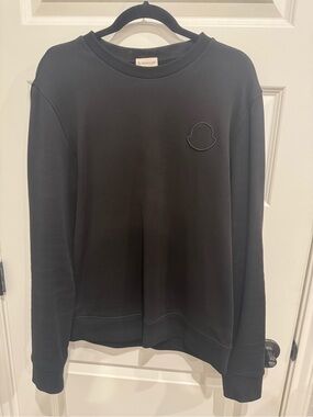 Moncler Men's Black Embroidered Logo Crewneck Sweatshirt